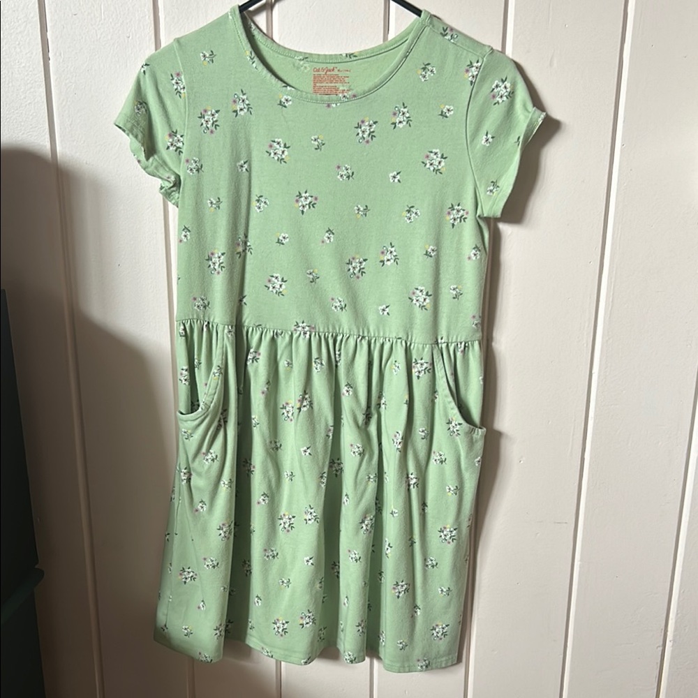 Cat & Jack Light Green Floral Dress